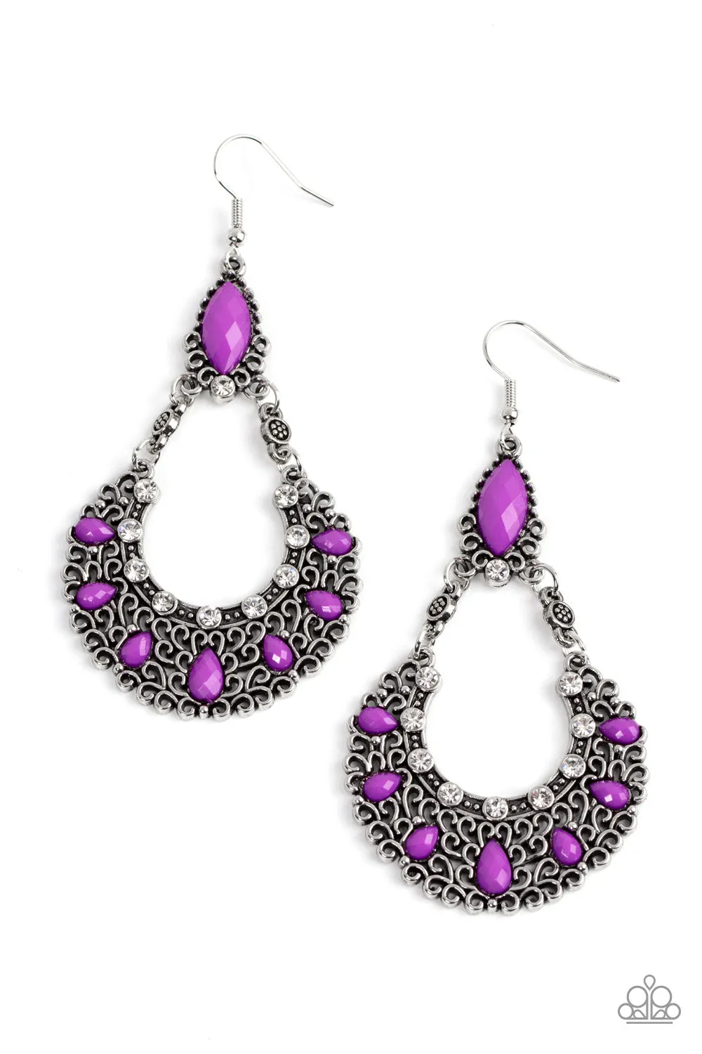 Paparazzi Accessories - Fluent in Florals - Purple Earrings