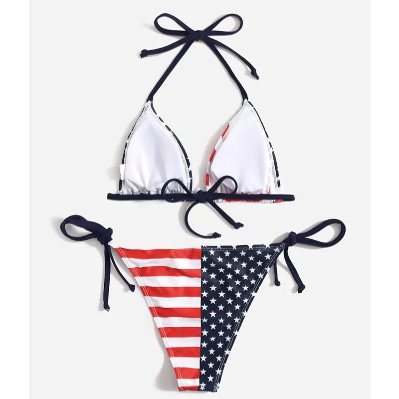 Patriotischer Reiz: Stars and Stripes-Bikini mit amerikanischer Flagge