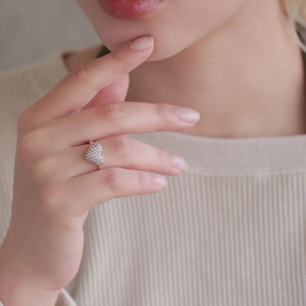 Pave Heart Open Ring