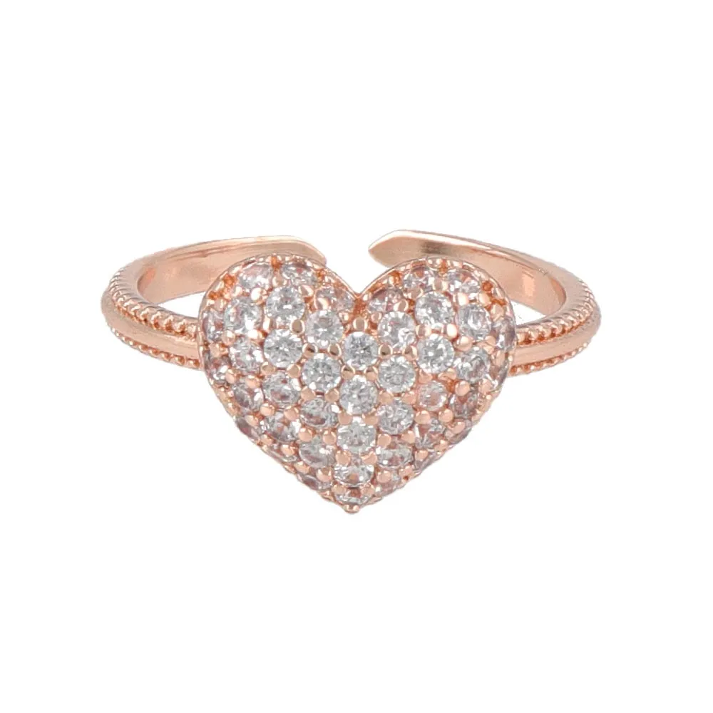 Pave Heart Open Ring