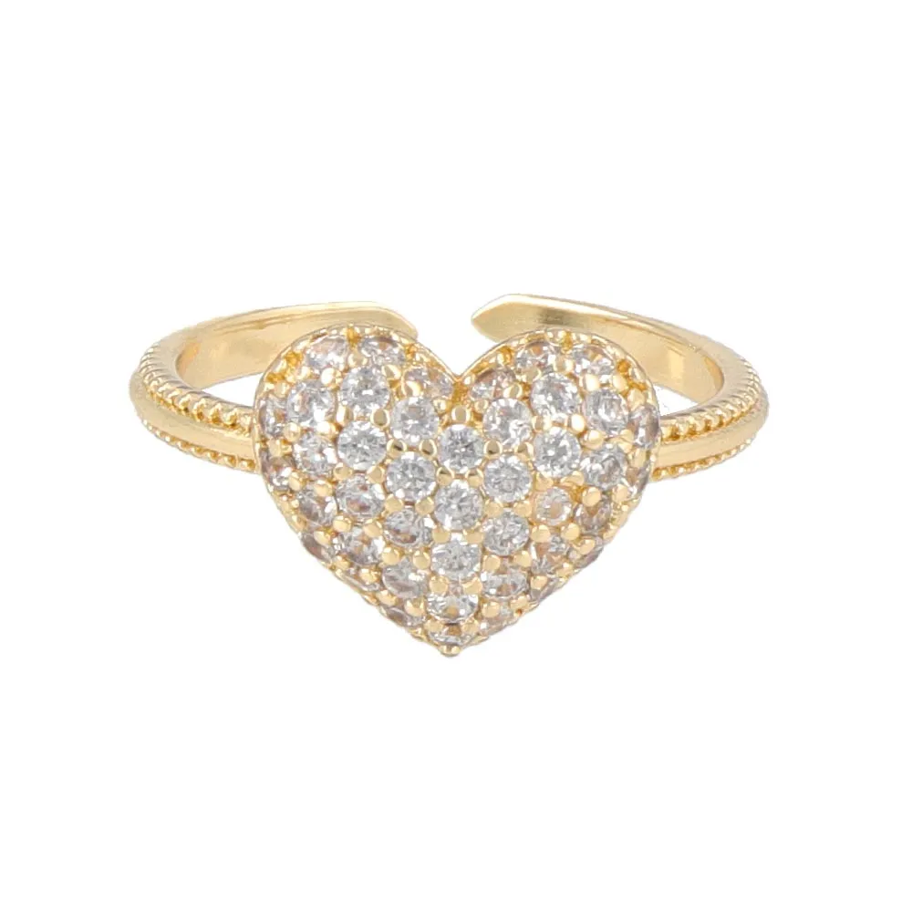 Pave Heart Open Ring