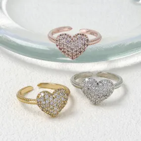 Pave Heart Open Ring