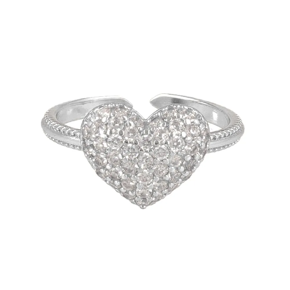 Pave Heart Open Ring