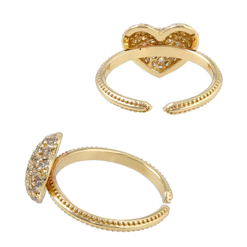 Pave Heart Open Ring