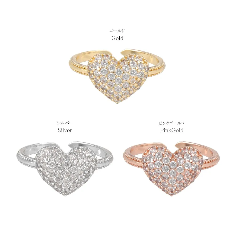 Pave Heart Open Ring