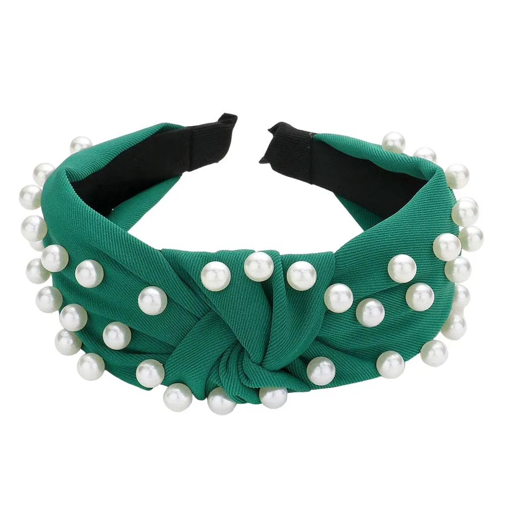 Pearl Embellished Knot Burnout Headband