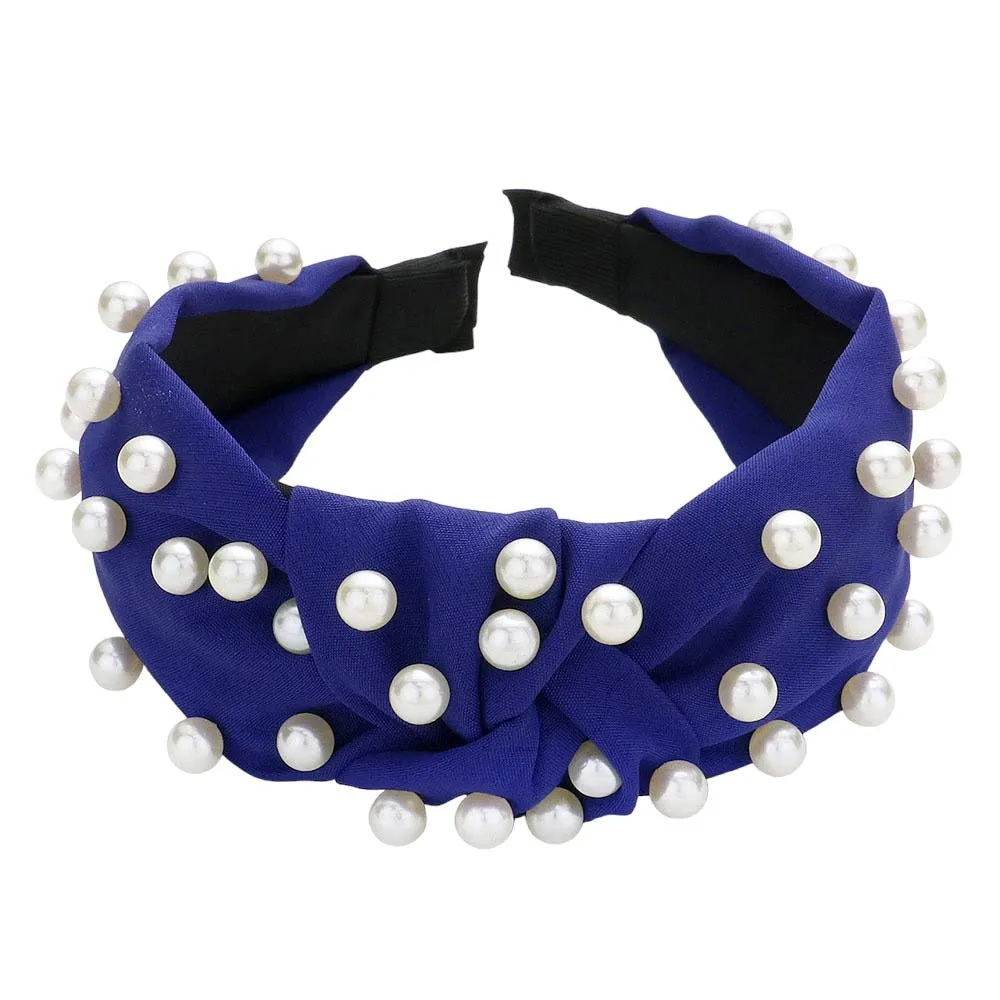 Pearl Embellished Knot Burnout Headband