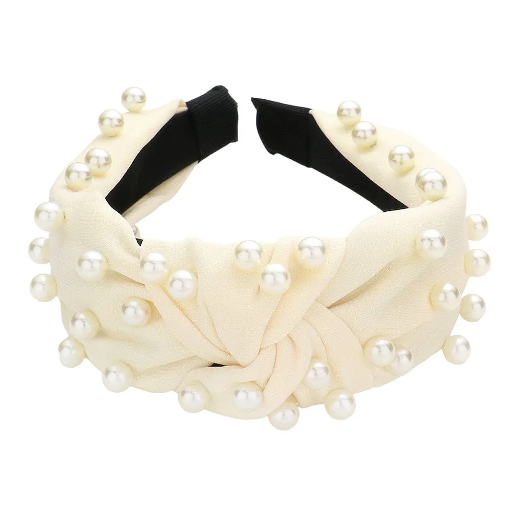 Pearl Embellished Knot Burnout Headband