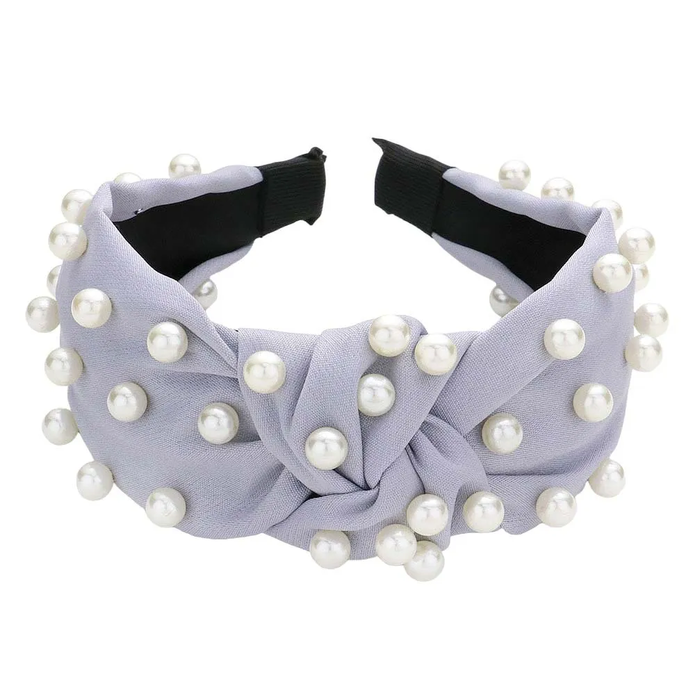 Pearl Embellished Knot Burnout Headband