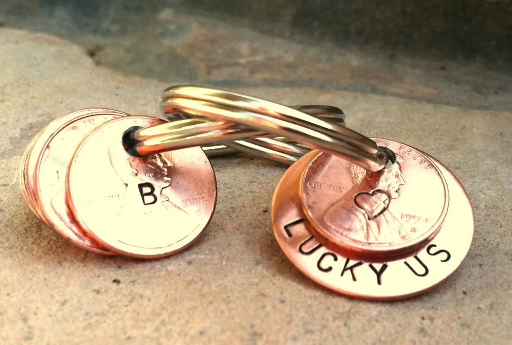 Penny Keychain, Personalized Penny Keychain, Anniversary Gift Keychain, Natashaloha