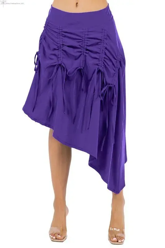 Purple Asymmetrical Skirt Ruched