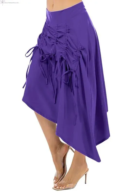 Purple Asymmetrical Skirt Ruched