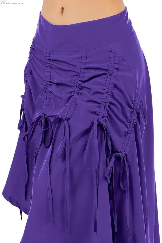 Purple Asymmetrical Skirt Ruched