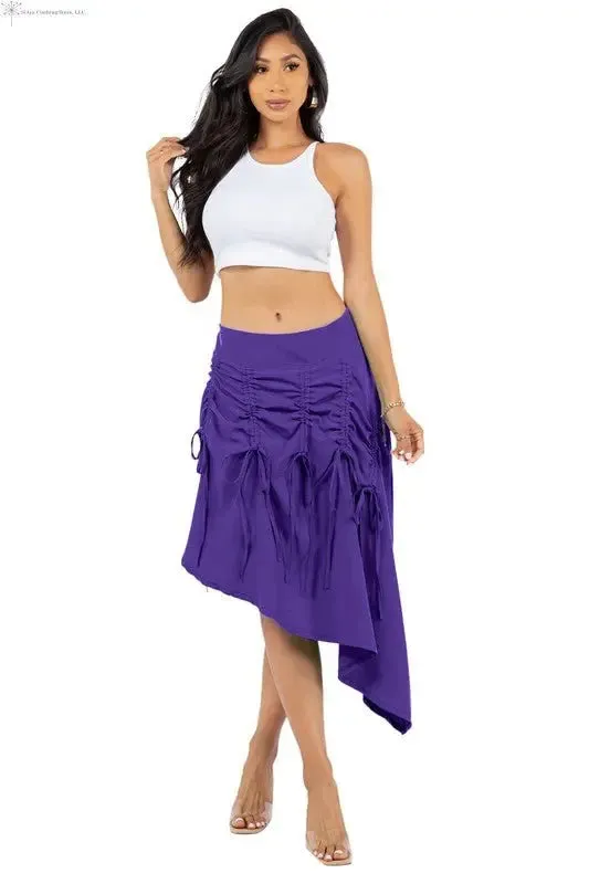 Purple Asymmetrical Skirt Ruched