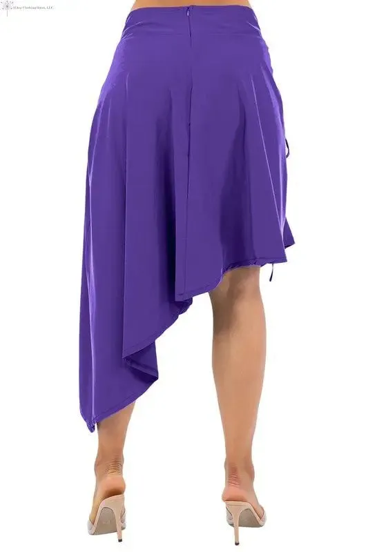 Purple Asymmetrical Skirt Ruched