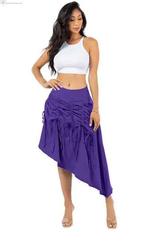 Purple Asymmetrical Skirt Ruched