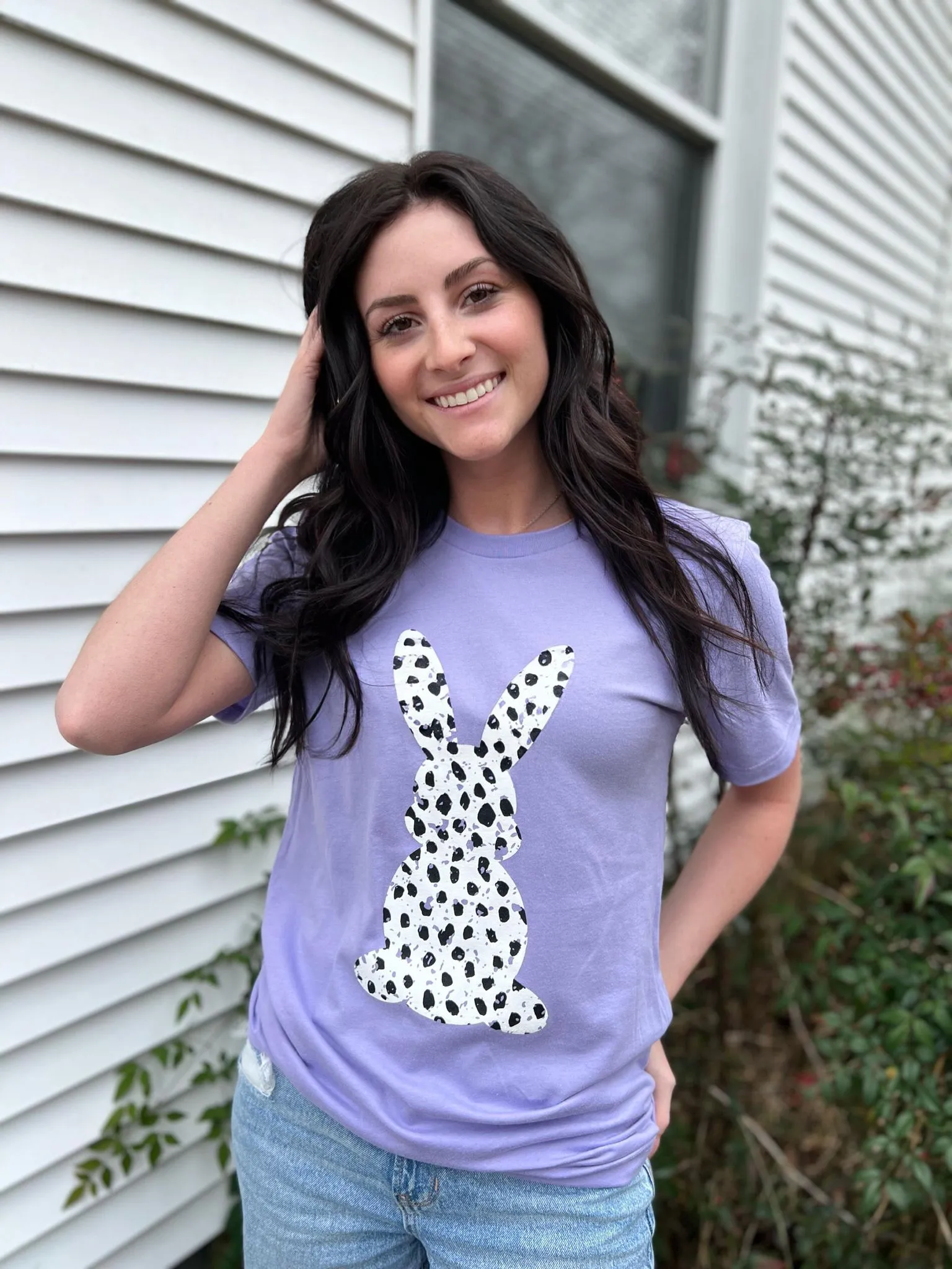 Purple Dalmatian Print Bunny Tee