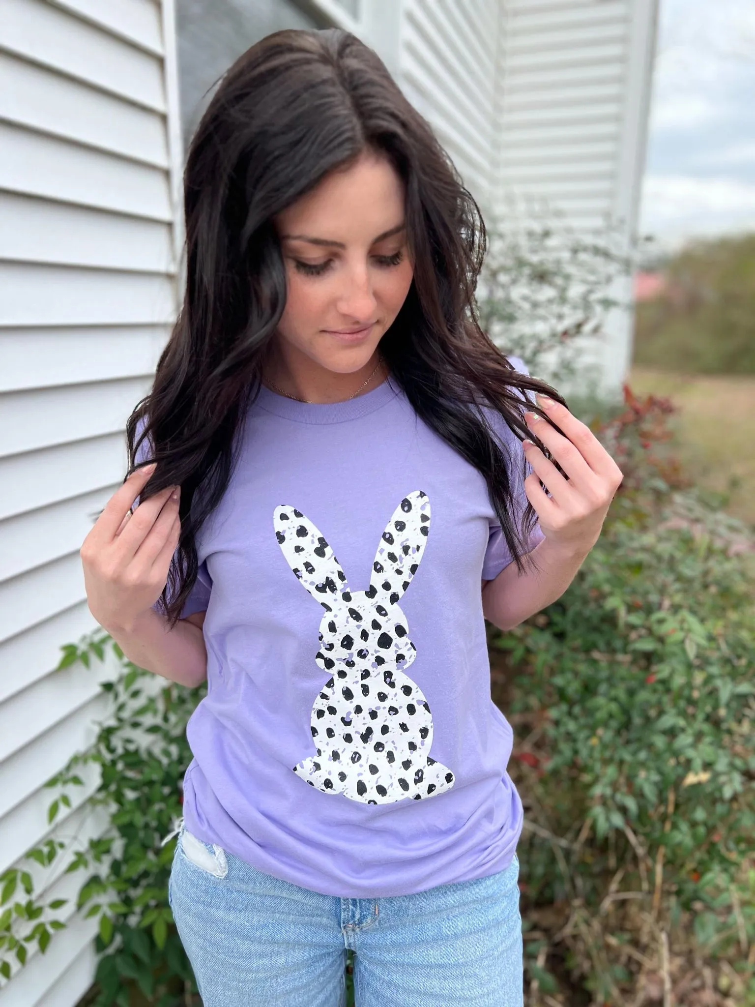 Purple Dalmatian Print Bunny Tee