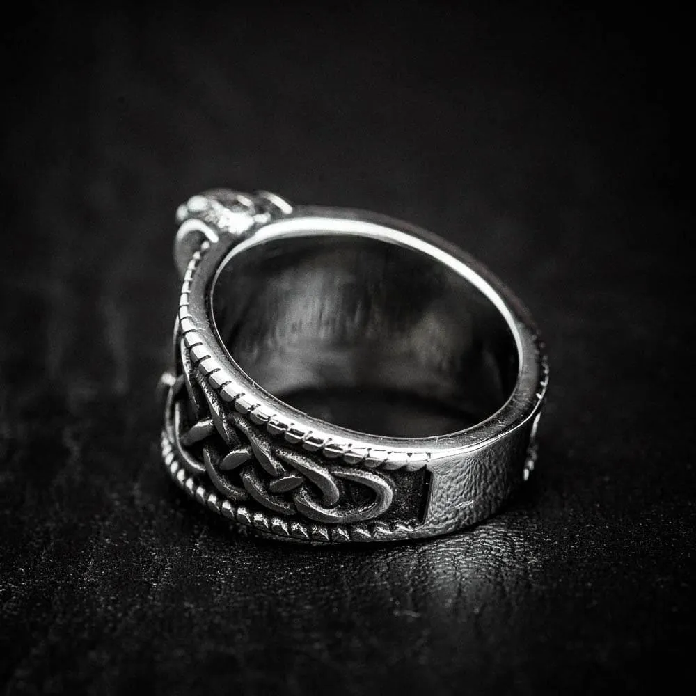 Stainless Steel Thor's Hammer and Celtic Knotwork Ring