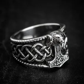 Stainless Steel Thor's Hammer and Celtic Knotwork Ring