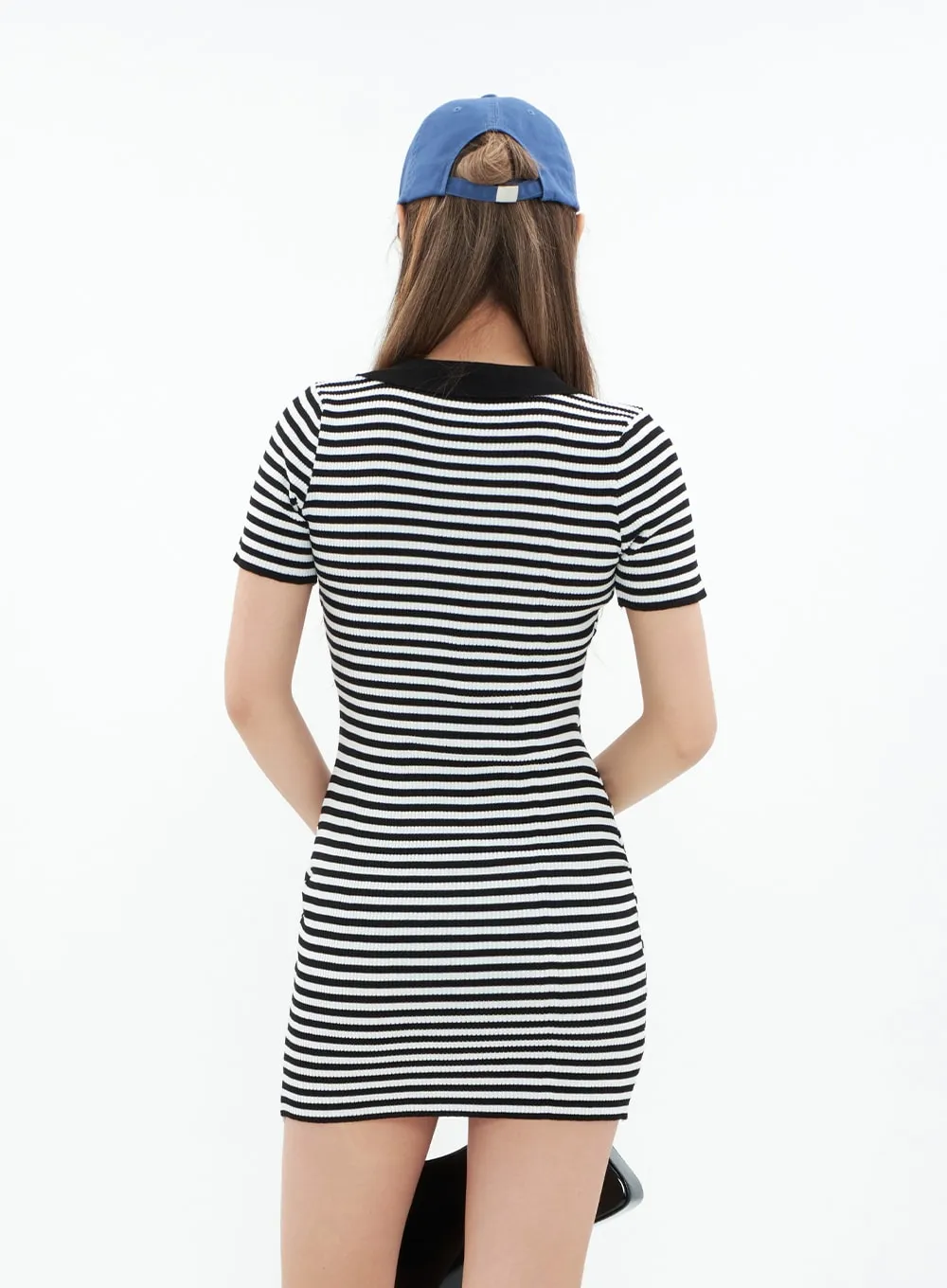 Striped Collared Mini Onepiece Dress CM29