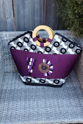 TELIYA African Print Tote Bag (Purple)