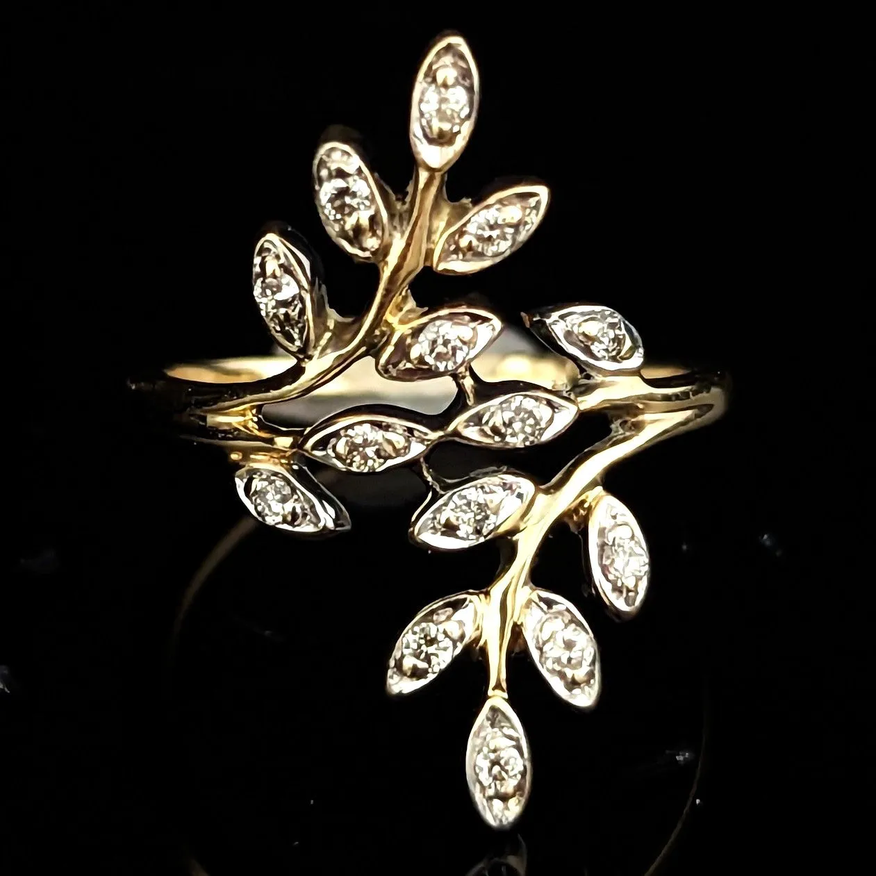 The Newton - Vintage Diamond 14k Gold Cocktail Branch Motif Ring