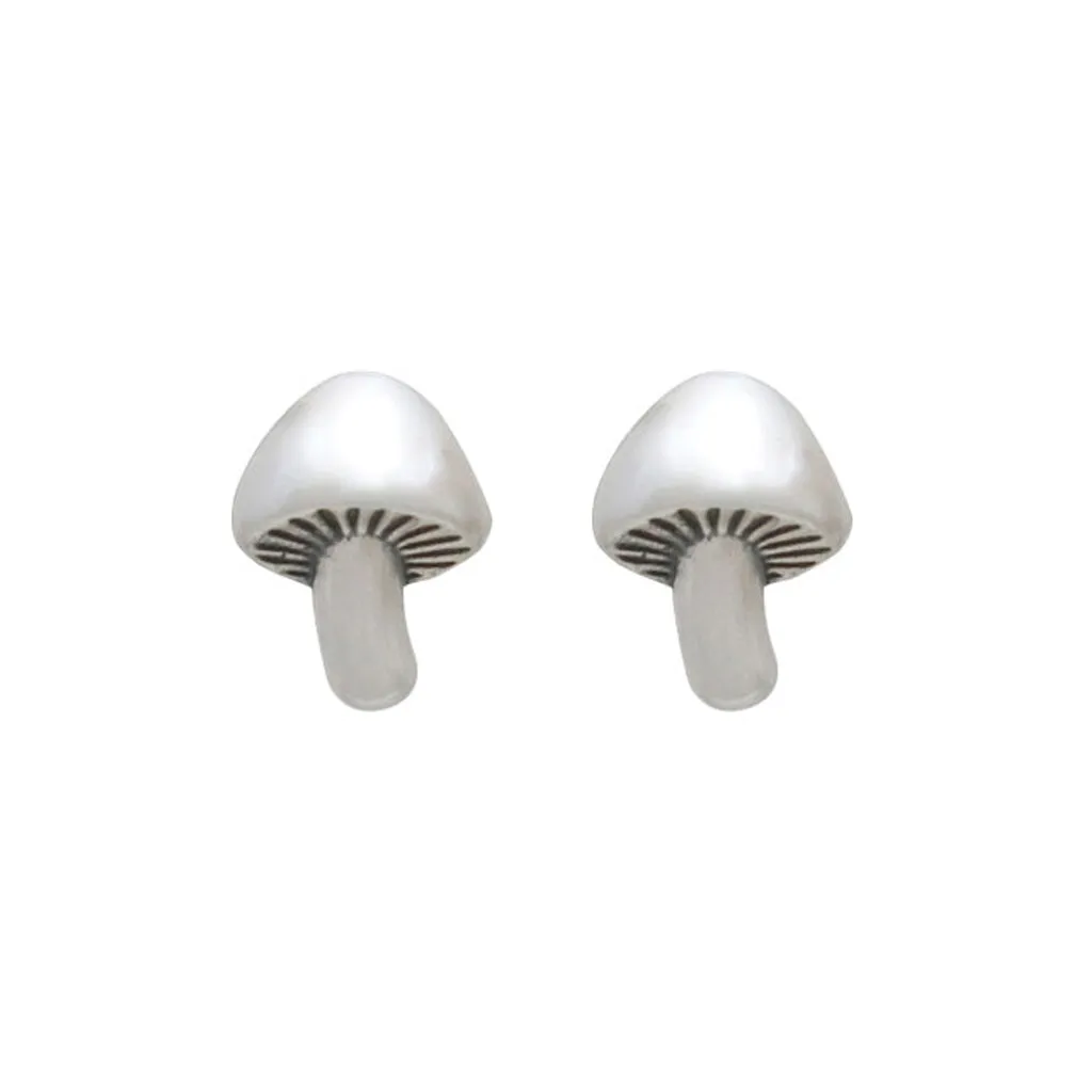 Tiny Charm Post Earrings - Mushroom