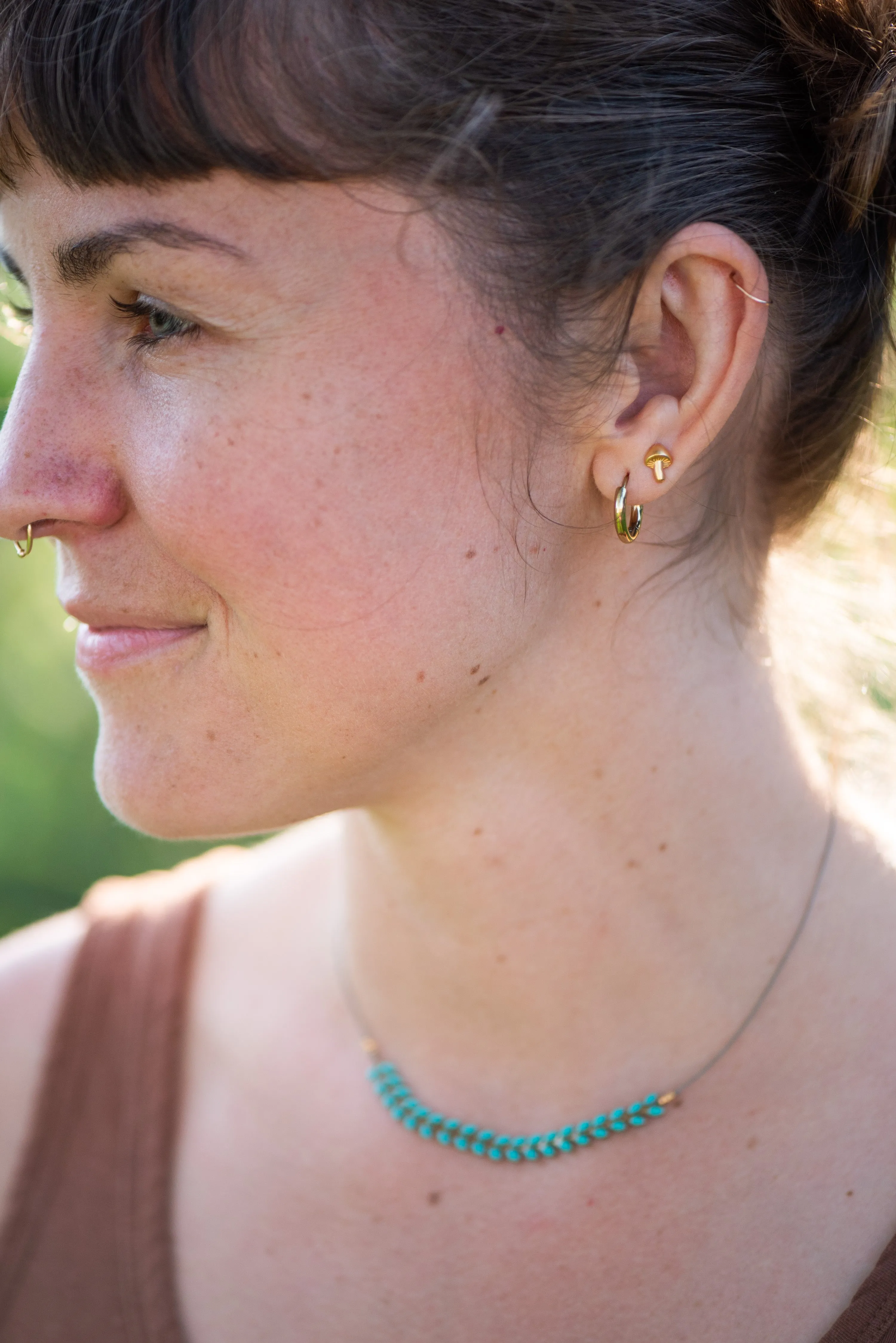 Tiny Charm Post Earrings - Mushroom