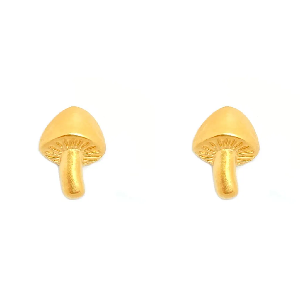 Tiny Charm Post Earrings - Mushroom