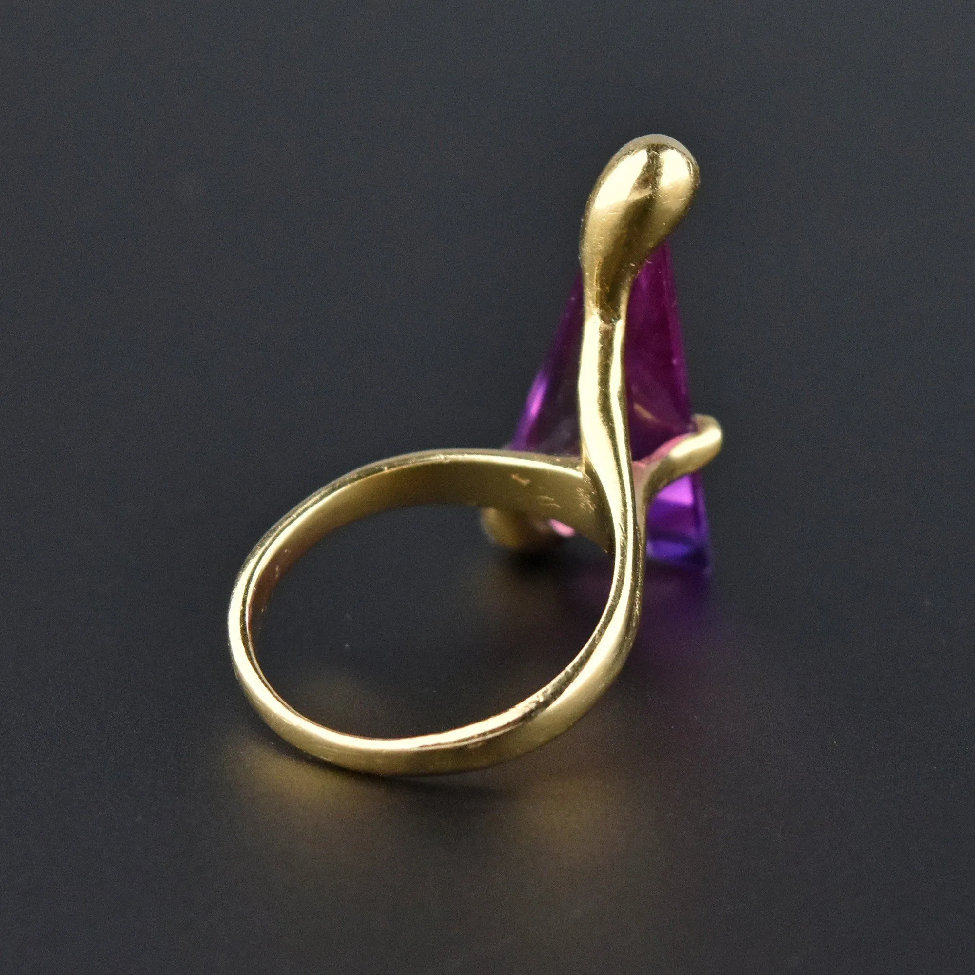 Unique 14K Gold Specialty Cut Purple Sapphire Ring