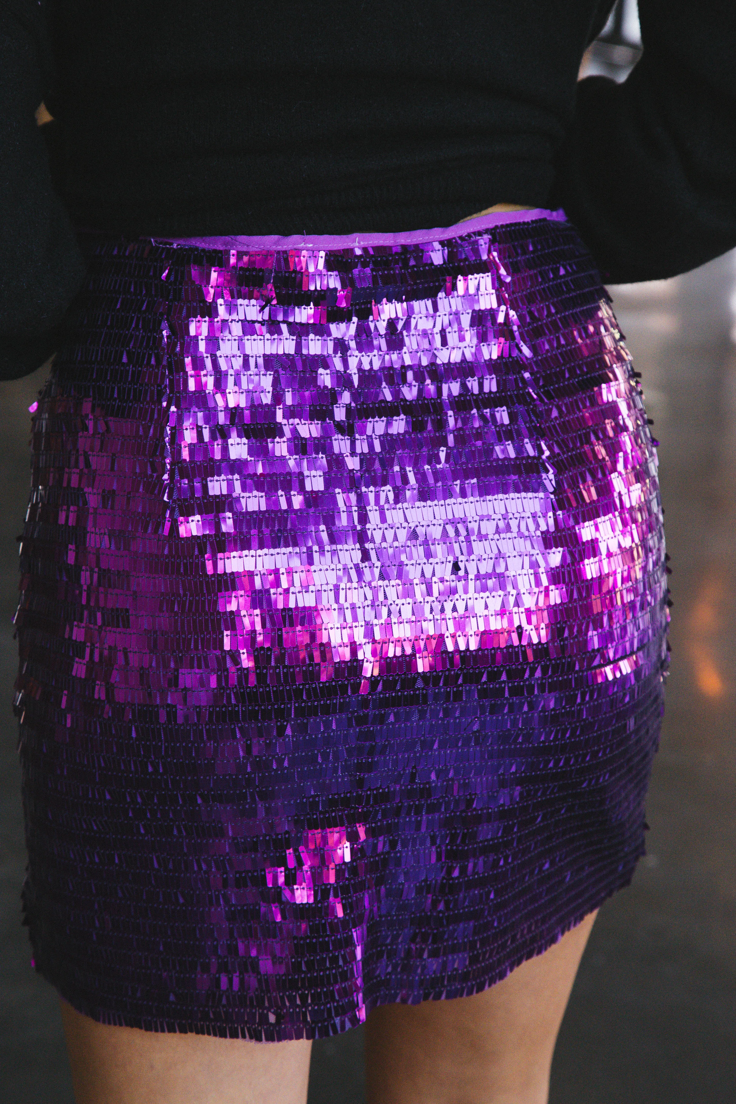 Valentina Sequin Metallic Mini Skirt, Purple