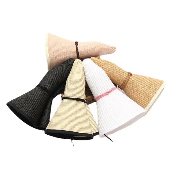 Women Summer Wide Birm Bucket Straw Hat Outdoor Travel Sunshade Visor Beach Hat