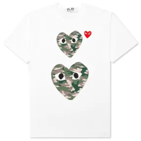 Women's Camouflage Double Heart T-Shirt - White